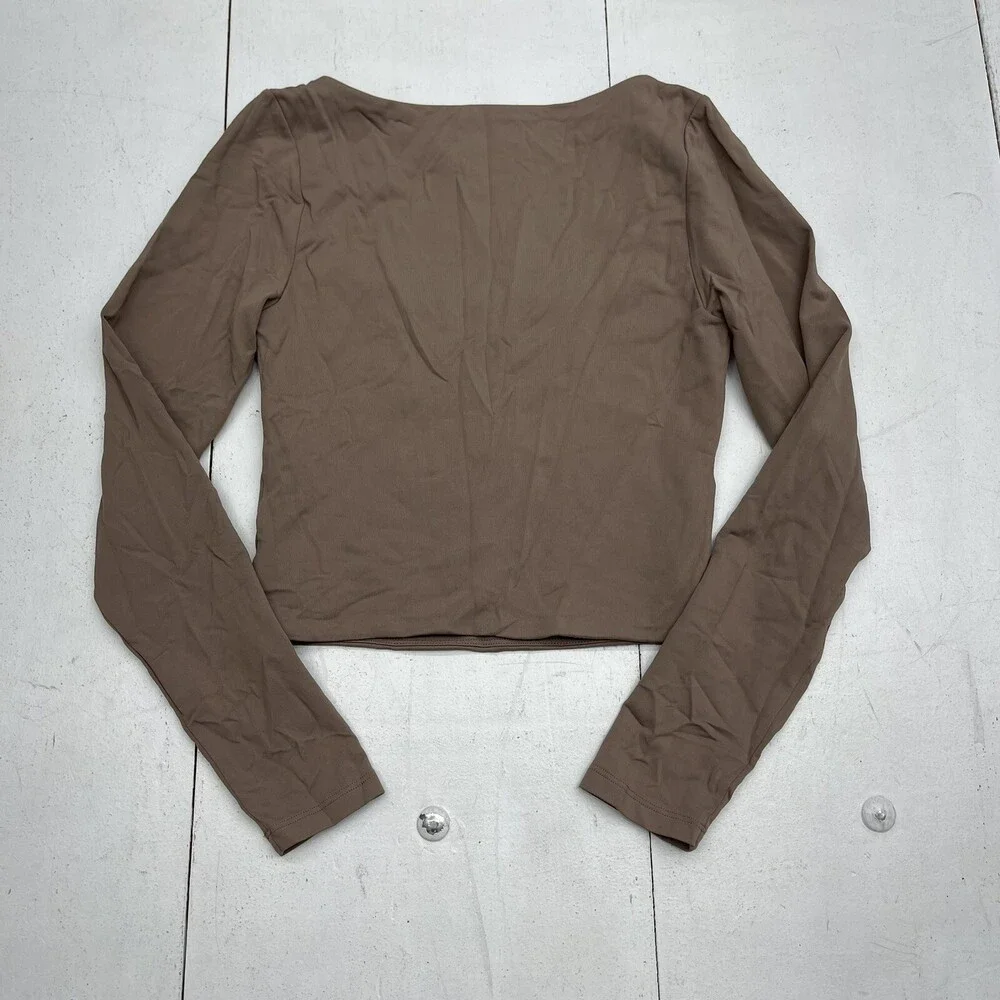 Babaton Deep Taupe Square Neck Long Sleeve Women’s Size Medium